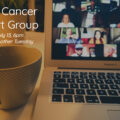 Virtual Support Group promo image with laptop and coffee